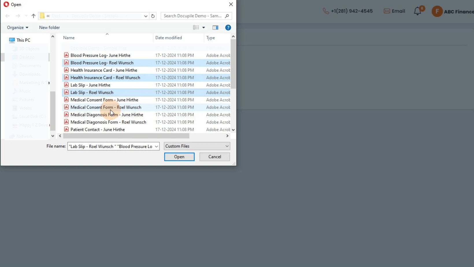 Selecting multiple files for merging